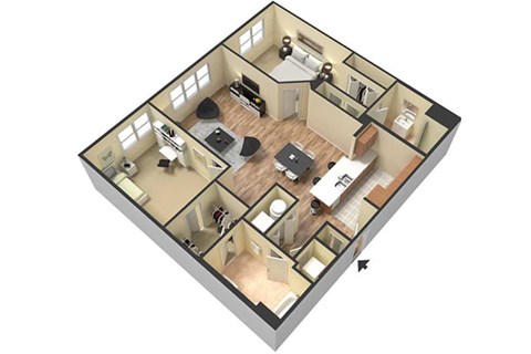 a floor plan of a home with a large living room and a kitchen